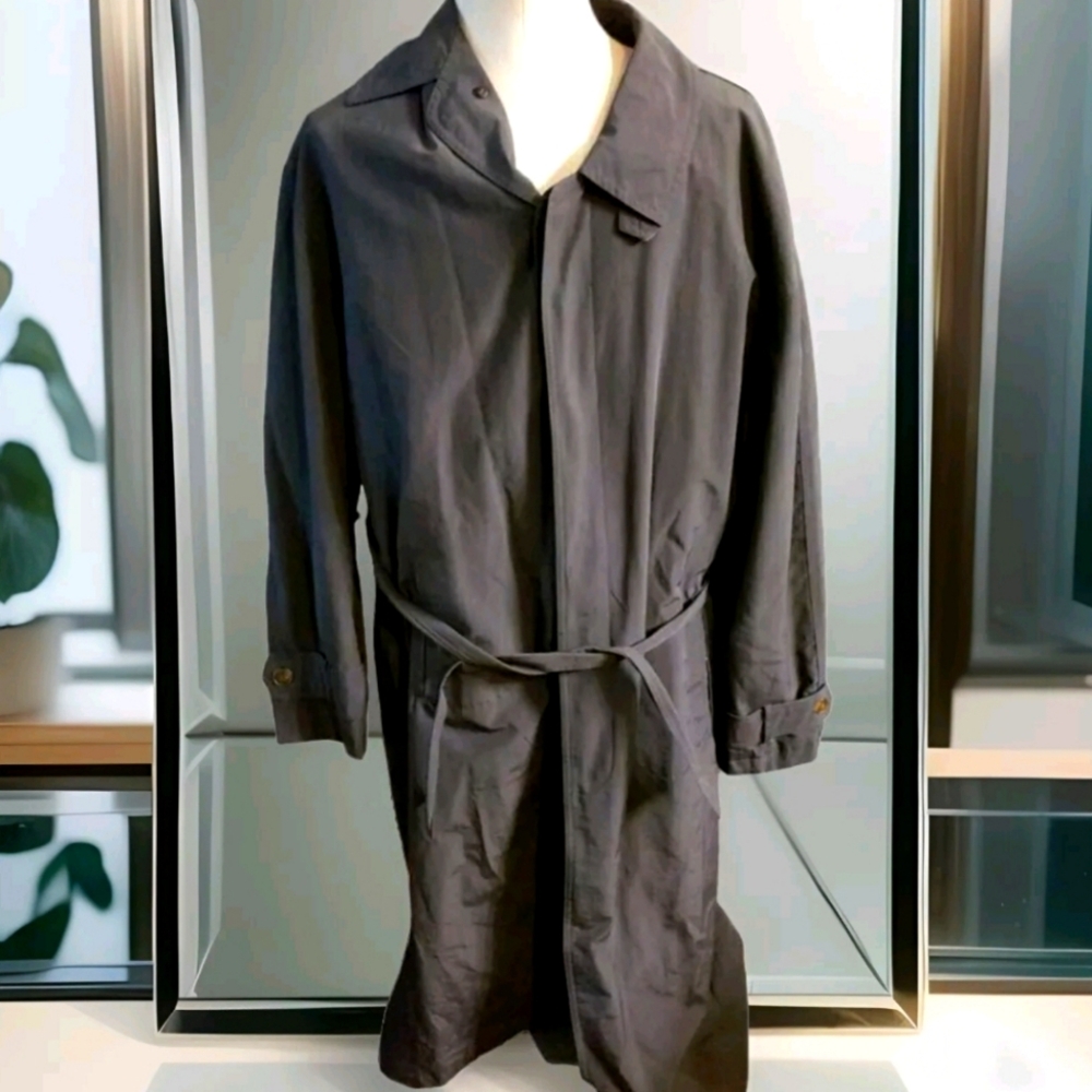 Vintage Drizzle Long Black Removable Lining Coat Size 44 L
